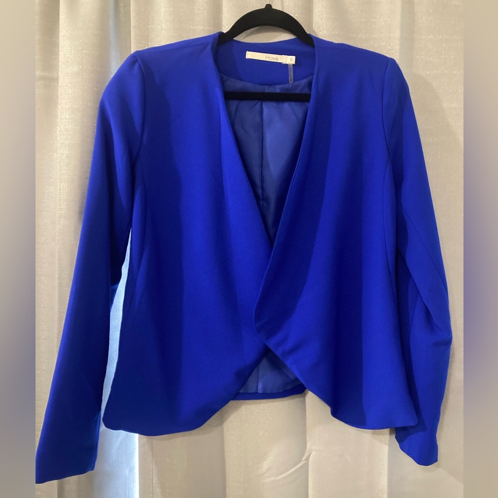 Electric blue dress blazer.